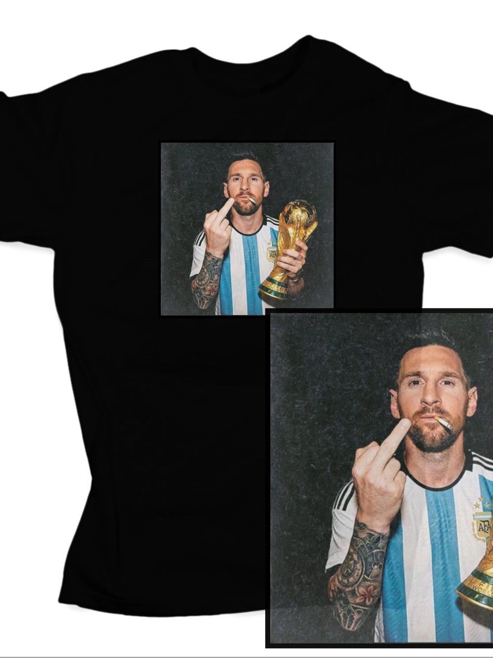 Messi holding World Cup trophy Tshirt (Unisex)